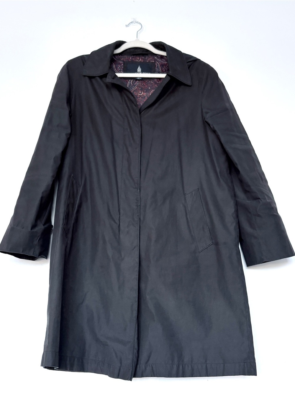 London Fog Women's Navy Trench Coat with Paisley Lining